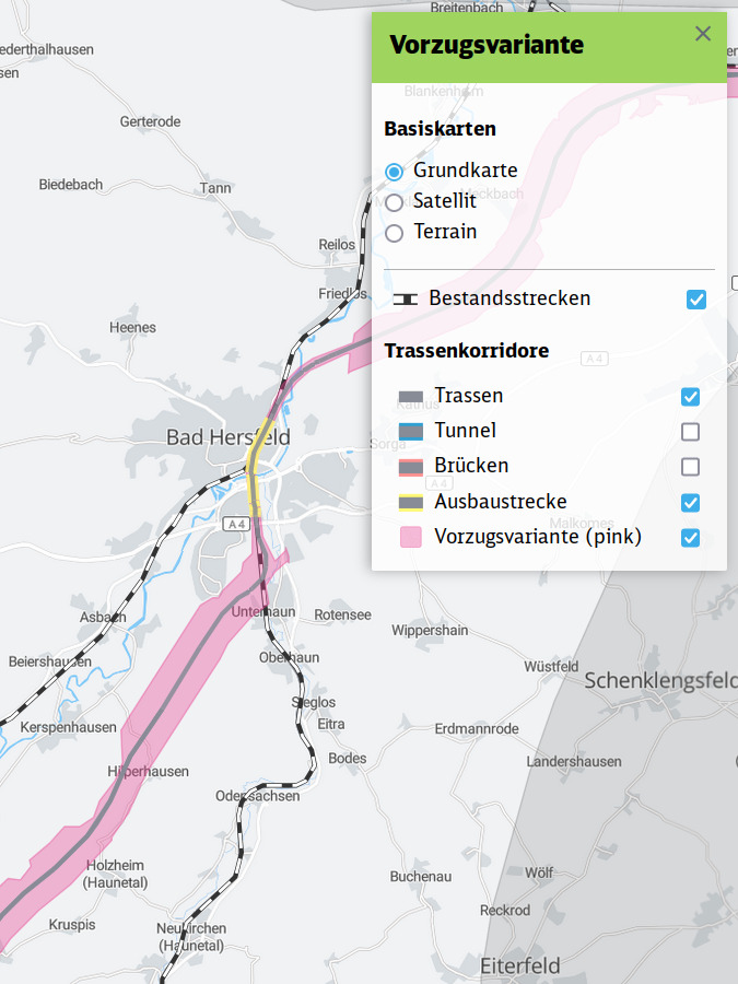 Kartenausschnitt Kartenebenen